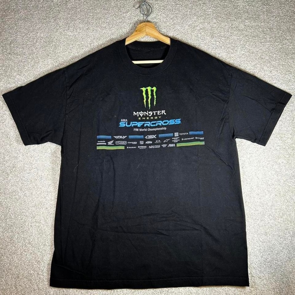 Y2K Monster energy supercross double sided graphic tee shirt tshirt Size XL